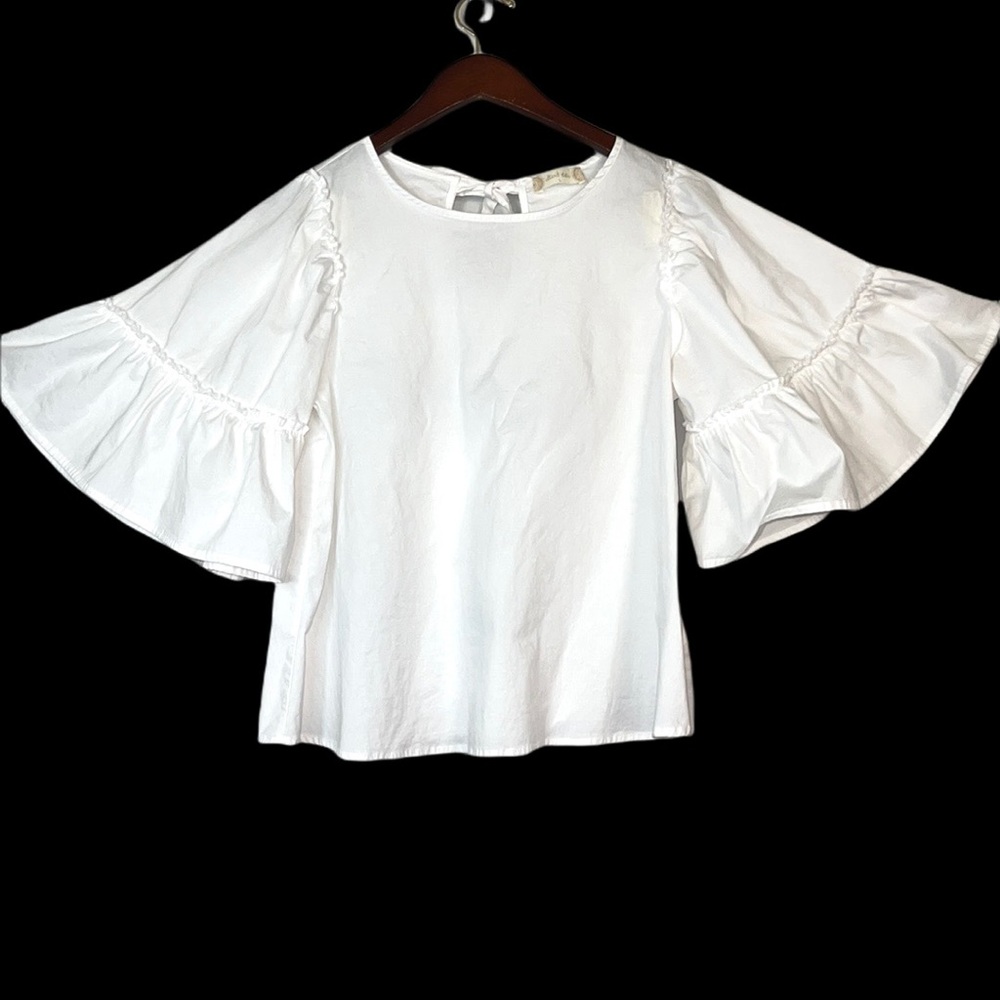 Altar’d State White Bell Ruffle Sleeve Shirt Blouse Top L